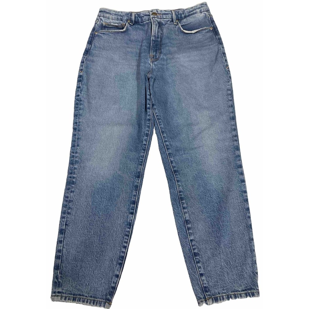 Good American - Light Wash Jeans 8/29 RN151301 Straight Leg Hem Distressing